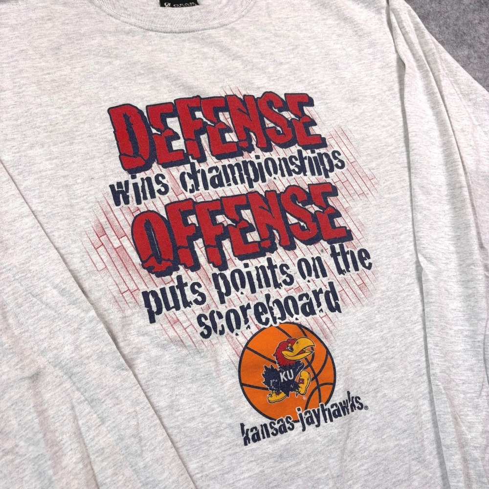 Vintage Kansas Jayhawks Gear For Sports Basketball Long Sleeve T-Shirt Gray S